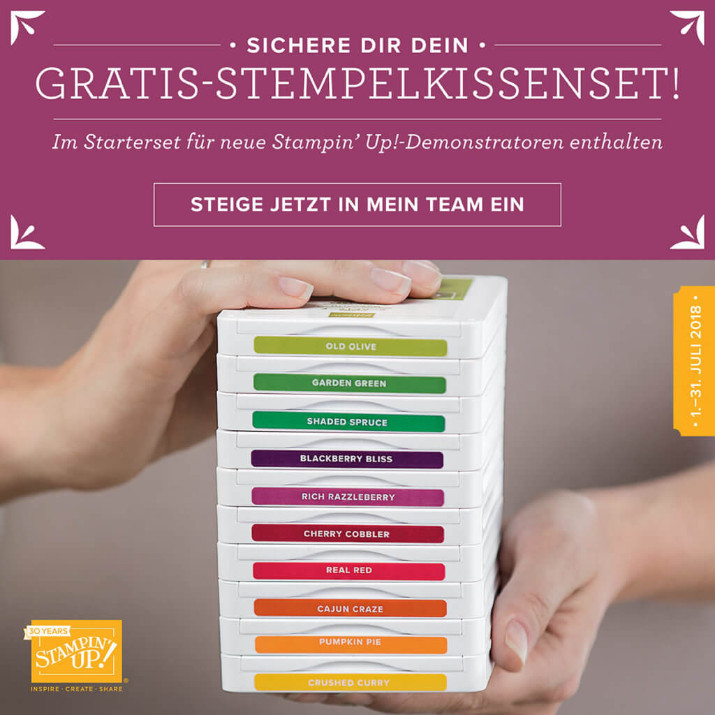 Stampin' Up! Demonstrator werden und Gratis Stempelkissenset erhalten Aktion