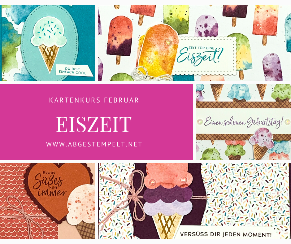 Kartenkurs Februar Eiszeit Stampin Up abgestempelt
