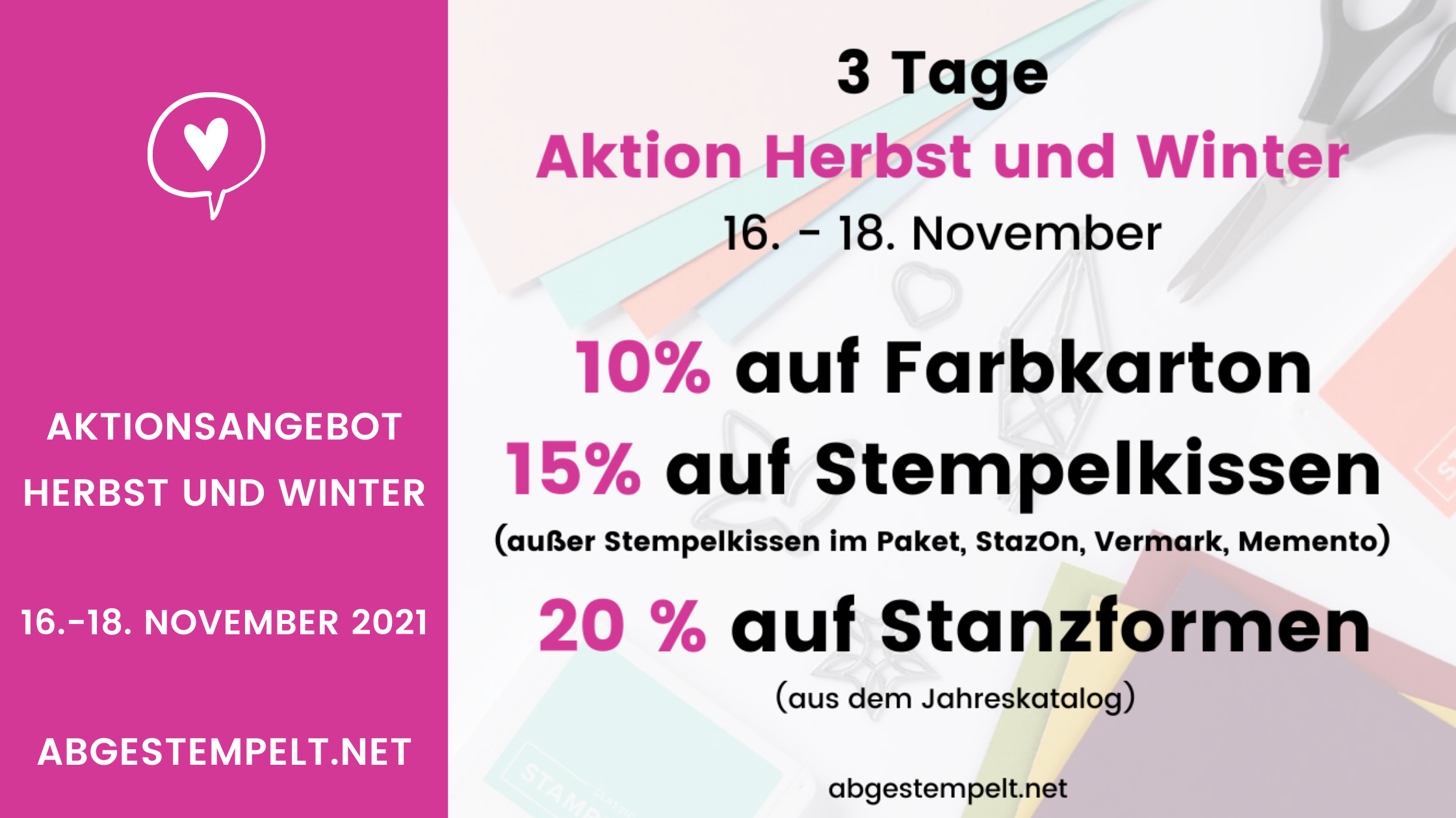 Blog stampin up Aktion Herbst und Winter 16. 18. November 2021 abgestempelt