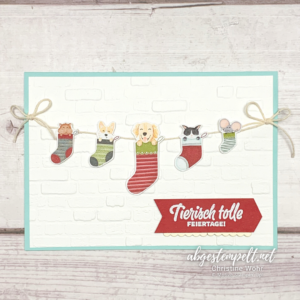Stampin' Up! Festliche Strümpfe Girlande Weihnachten Karte abgestempelt